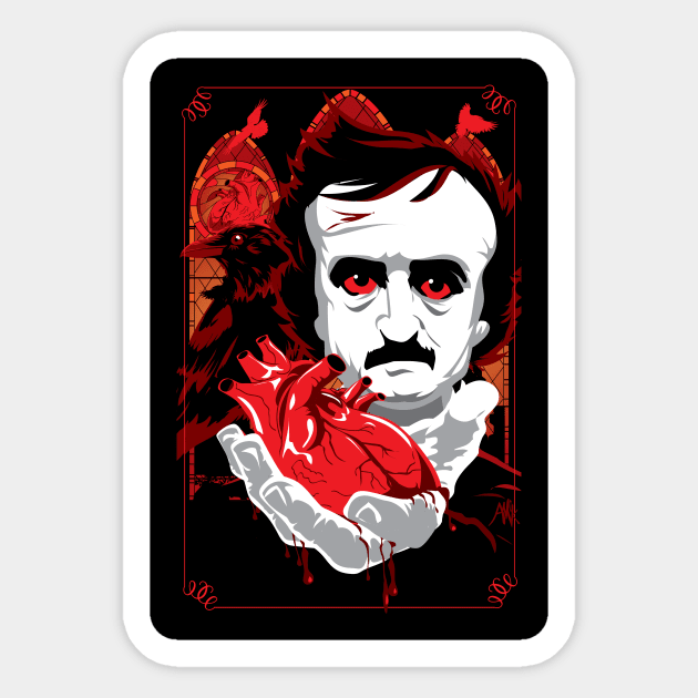 Edgar Allan Poe Sticker by CuddleswithCatsArt